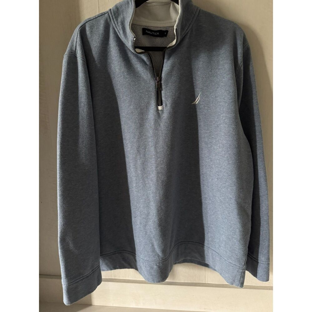 Nautica Men's Quarter-Zip Fleece Pullover (Light Heather Blue)
